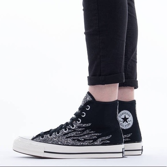Converse | Shoes | Chuck 7 High Archival Glitter Silver Black Egret |  Poshmark